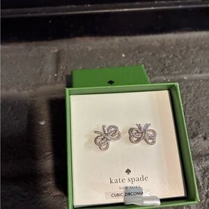 kate spade silver bow cubic zirconia stud earrings